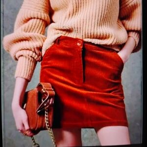 Trendy Rust Corduroy Short Skirt